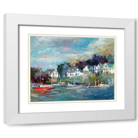 Dock White Modern Wood Framed Art Print with Double Matting by Wallich, Richard