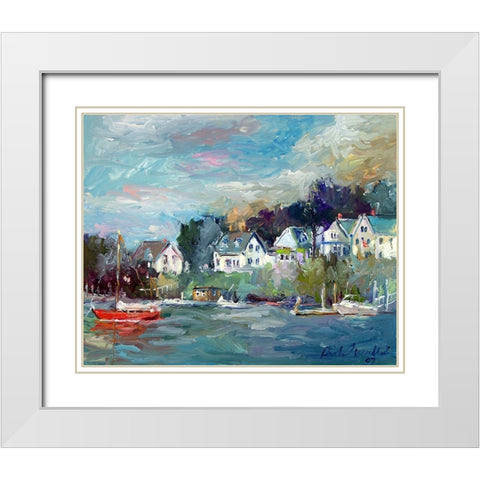 Dock White Modern Wood Framed Art Print with Double Matting by Wallich, Richard