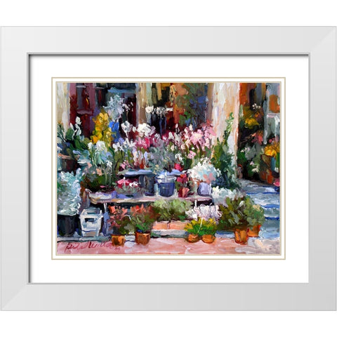 Flower Stand White Modern Wood Framed Art Print with Double Matting by Wallich, Richard
