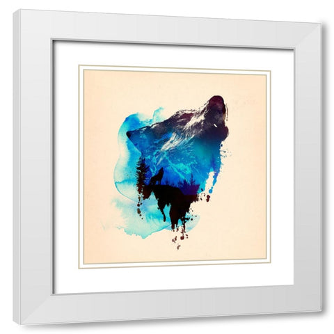 Alone As A Wolf White Modern Wood Framed Art Print with Double Matting by Farkas, Robert