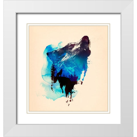 Alone As A Wolf White Modern Wood Framed Art Print with Double Matting by Farkas, Robert