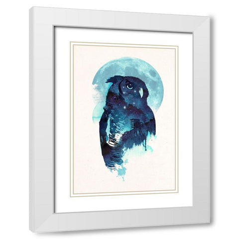 Midnight Owl White Modern Wood Framed Art Print with Double Matting by Farkas, Robert
