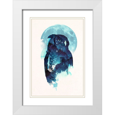 Midnight Owl White Modern Wood Framed Art Print with Double Matting by Farkas, Robert
