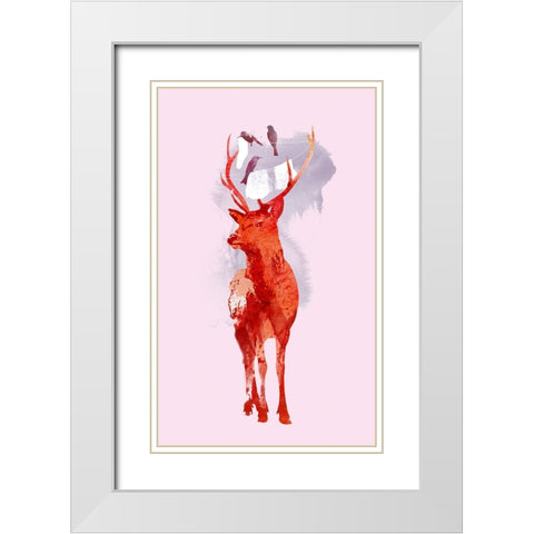 Useless Deer White Modern Wood Framed Art Print with Double Matting by Farkas, Robert
