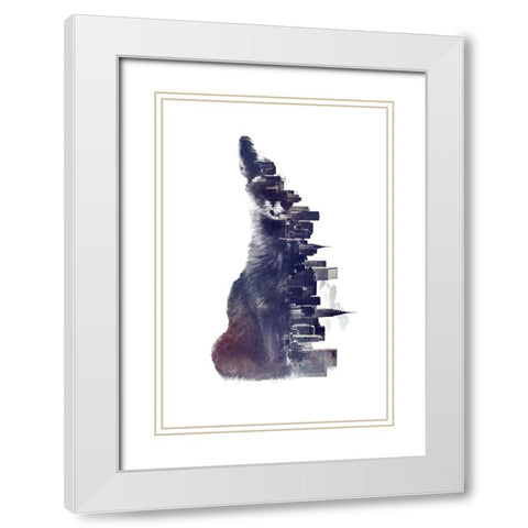 Fox From The City White Modern Wood Framed Art Print with Double Matting by Farkas, Robert
