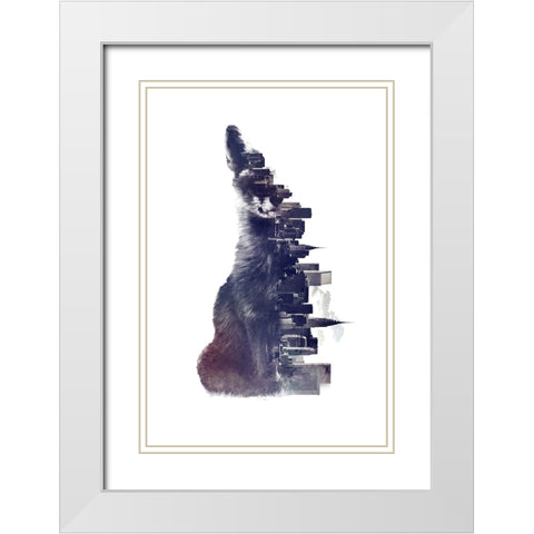Fox From The City White Modern Wood Framed Art Print with Double Matting by Farkas, Robert