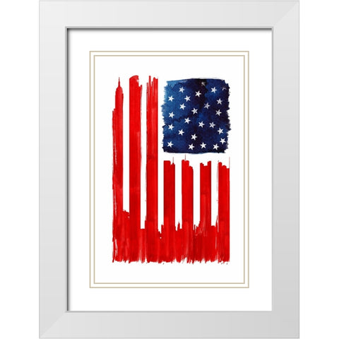Stars And Buildings White Modern Wood Framed Art Print with Double Matting by Farkas, Robert