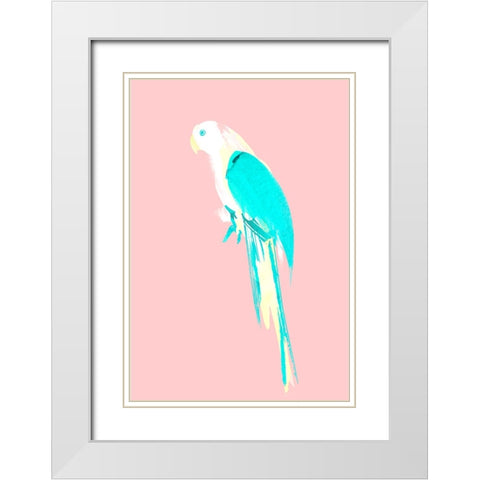 Summer Parrot White Modern Wood Framed Art Print with Double Matting by Farkas, Robert