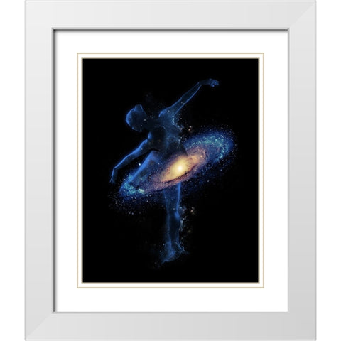 Cosmic Dance White Modern Wood Framed Art Print with Double Matting by Farkas, Robert