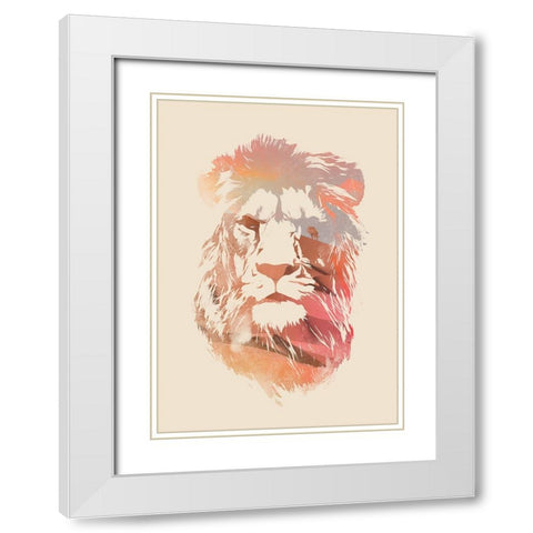 Desert Lion White Modern Wood Framed Art Print with Double Matting by Farkas, Robert