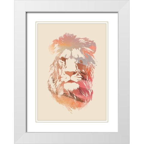 Desert Lion White Modern Wood Framed Art Print with Double Matting by Farkas, Robert