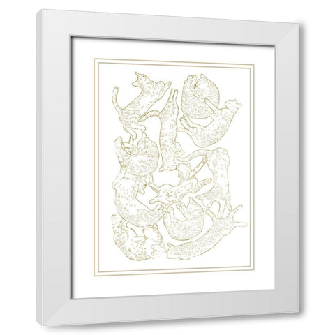 11 Sleeping Cat White Modern Wood Framed Art Print with Double Matting by Farkas, Robert