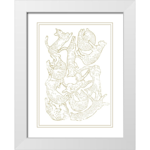 11 Sleeping Cat White Modern Wood Framed Art Print with Double Matting by Farkas, Robert