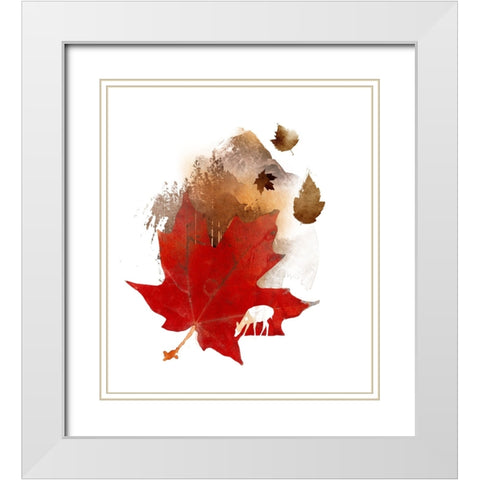Autmn Leaf White Modern Wood Framed Art Print with Double Matting by Farkas, Robert
