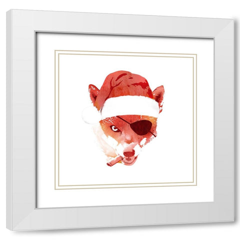 Bad Santa Fox White Modern Wood Framed Art Print with Double Matting by Farkas, Robert