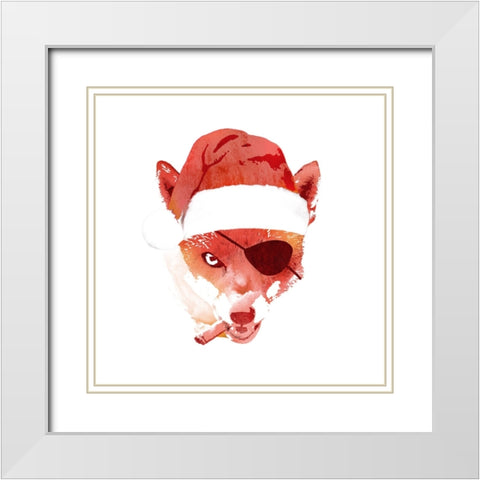 Bad Santa Fox White Modern Wood Framed Art Print with Double Matting by Farkas, Robert