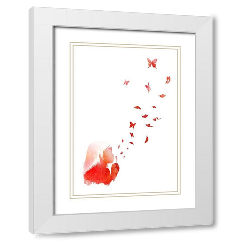 Blowing Butterflies White Modern Wood Framed Art Print with Double Matting by Farkas, Robert