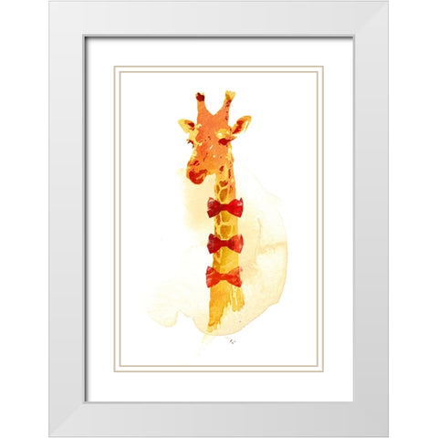 Elegant Giraffe White Modern Wood Framed Art Print with Double Matting by Farkas, Robert