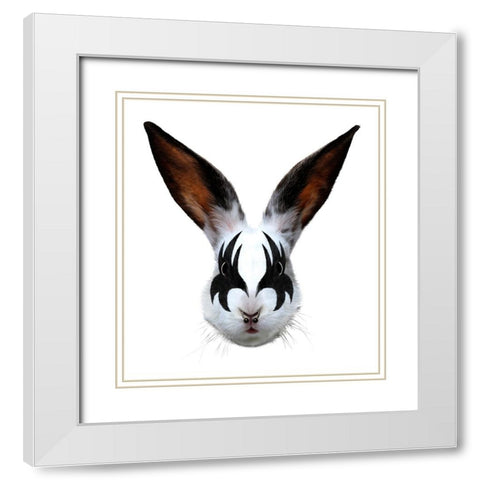 Kiss Of A Rabbit White Modern Wood Framed Art Print with Double Matting by Farkas, Robert