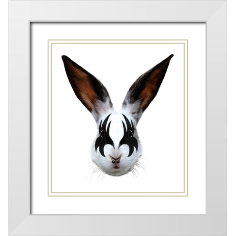Kiss Of A Rabbit White Modern Wood Framed Art Print with Double Matting by Farkas, Robert