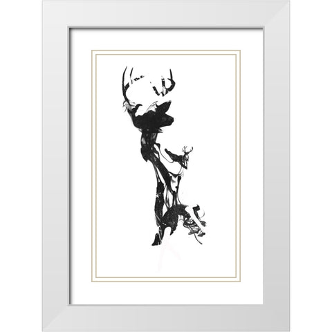 Last Time I Was A Deer White Modern Wood Framed Art Print with Double Matting by Farkas, Robert