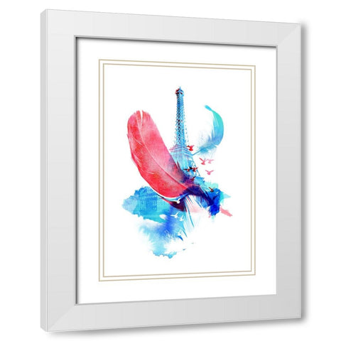 Pigeons Of Paris White Modern Wood Framed Art Print with Double Matting by Farkas, Robert