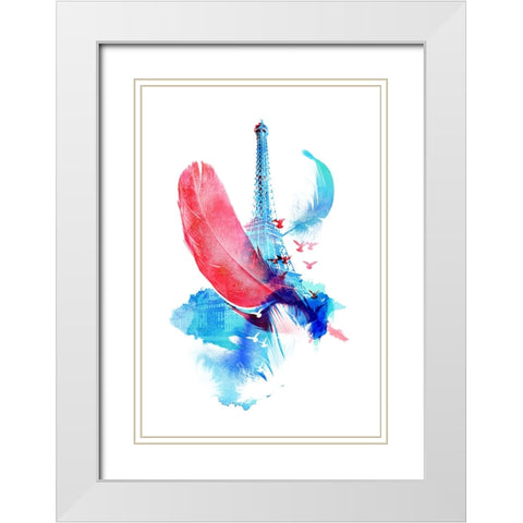 Pigeons Of Paris White Modern Wood Framed Art Print with Double Matting by Farkas, Robert