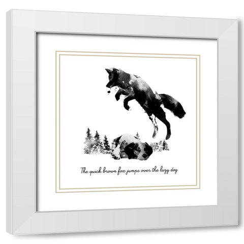 Quick Brown Fox White Modern Wood Framed Art Print with Double Matting by Farkas, Robert