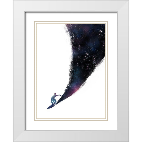 Surfing The Universe White Modern Wood Framed Art Print with Double Matting by Farkas, Robert