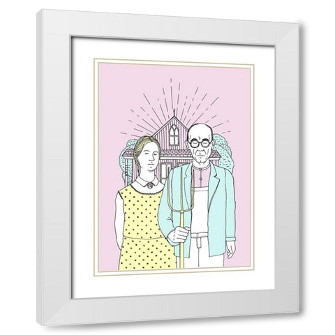 American Gothic Pop White Modern Wood Framed Art Print with Double Matting by Farkas, Robert