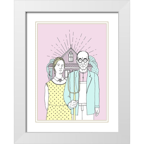 American Gothic Pop White Modern Wood Framed Art Print with Double Matting by Farkas, Robert