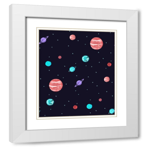 Bright Night Sky V1 White Modern Wood Framed Art Print with Double Matting by Farkas, Robert