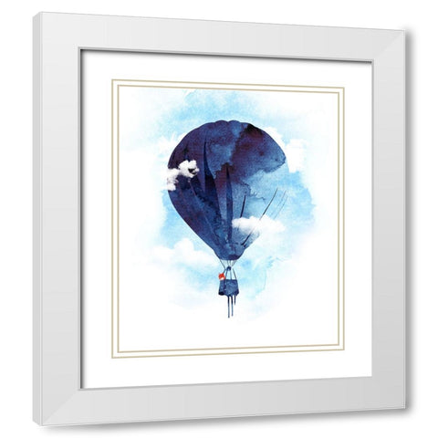 Bye Bye Baloon White Modern Wood Framed Art Print with Double Matting by Farkas, Robert