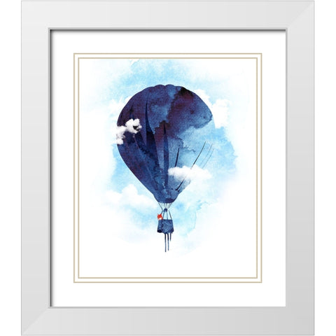 Bye Bye Baloon White Modern Wood Framed Art Print with Double Matting by Farkas, Robert