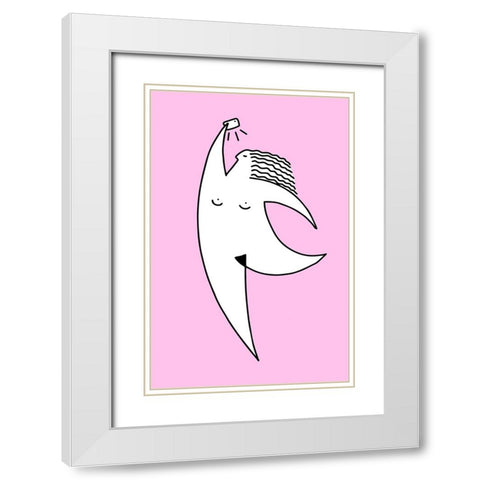 Chubby Selfie 1 White Modern Wood Framed Art Print with Double Matting by Farkas, Robert