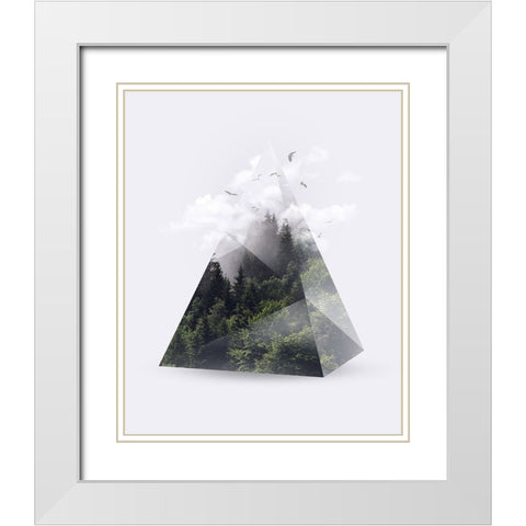 Forest Triangle White Modern Wood Framed Art Print with Double Matting by Farkas, Robert