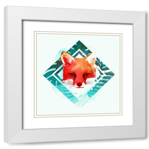 Green Fox 2 White Modern Wood Framed Art Print with Double Matting by Farkas, Robert