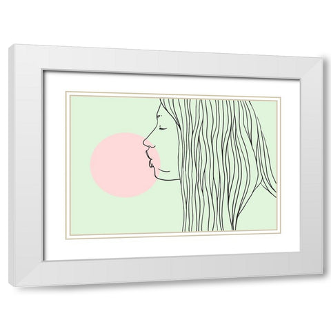 Pink Bubble Gum White Modern Wood Framed Art Print with Double Matting by Farkas, Robert