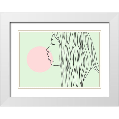 Pink Bubble Gum White Modern Wood Framed Art Print with Double Matting by Farkas, Robert