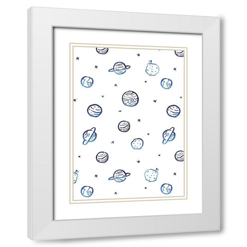Planets White Modern Wood Framed Art Print with Double Matting by Farkas, Robert
