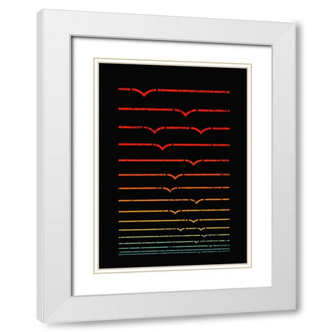 Seagull Sunset White Modern Wood Framed Art Print with Double Matting by Farkas, Robert