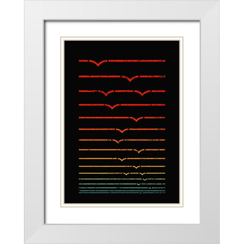 Seagull Sunset White Modern Wood Framed Art Print with Double Matting by Farkas, Robert