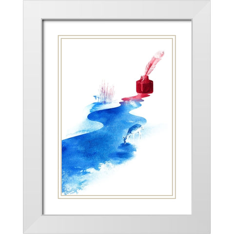 The Drama Of Causality White Modern Wood Framed Art Print with Double Matting by Farkas, Robert