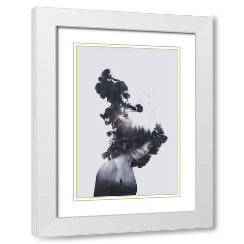 Walk Through Flames White Modern Wood Framed Art Print with Double Matting by Farkas, Robert