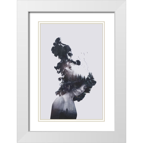 Walk Through Flames White Modern Wood Framed Art Print with Double Matting by Farkas, Robert