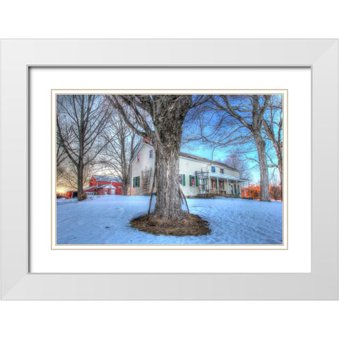 Winter Farm White Modern Wood Framed Art Print with Double Matting by Goldwitz, Robert