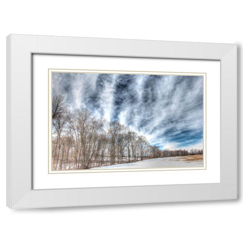 Winter Treeline White Modern Wood Framed Art Print with Double Matting by Goldwitz, Robert
