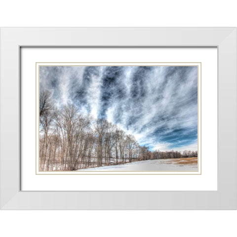 Winter Treeline White Modern Wood Framed Art Print with Double Matting by Goldwitz, Robert