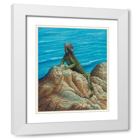 Iguana White Modern Wood Framed Art Print with Double Matting by Wavra, Robert