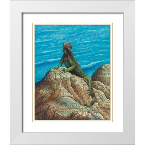 Iguana White Modern Wood Framed Art Print with Double Matting by Wavra, Robert